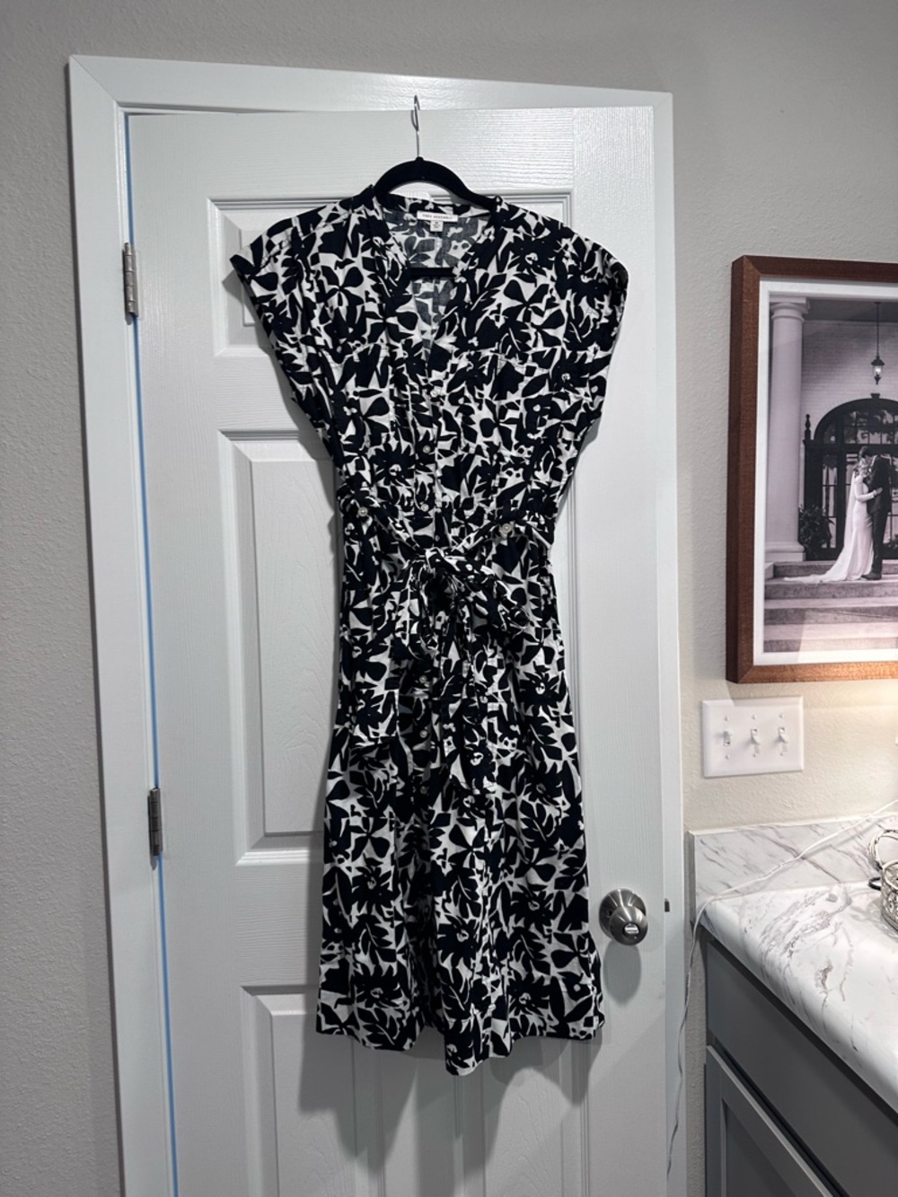 Black & White Floral Wrap Dress - Women